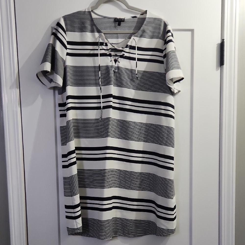 Striped Black and White Express Casual Dress